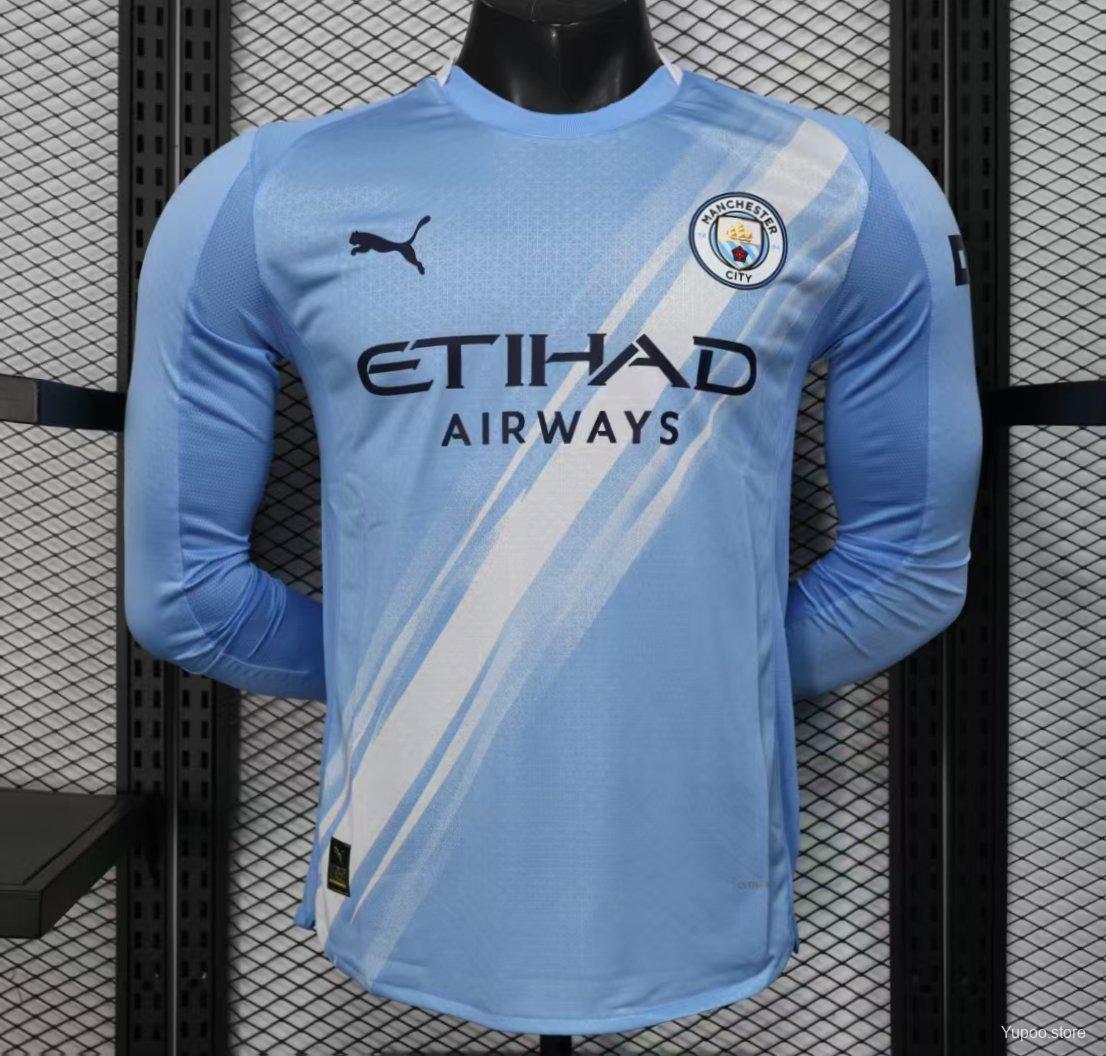 Camiseta de fútbol Manchester City 2025/26 LOCAL MANGA LARGA VERSION JUGADOR